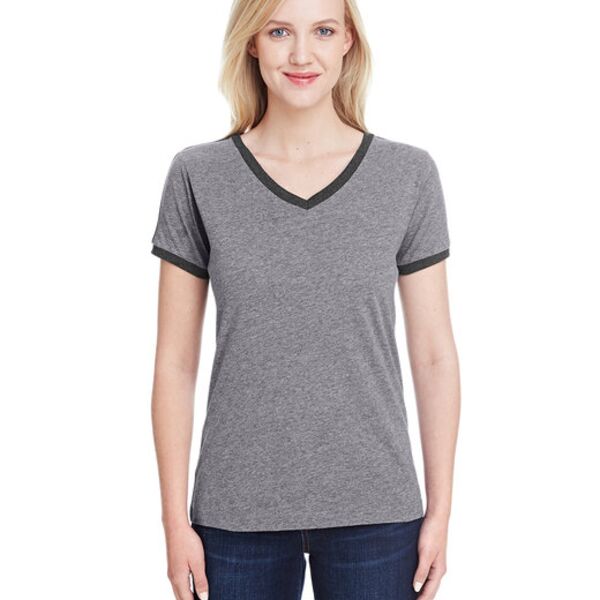 LAT Ladies' Soccer Ringer Fine Jersey T-Shirt Thumbnail